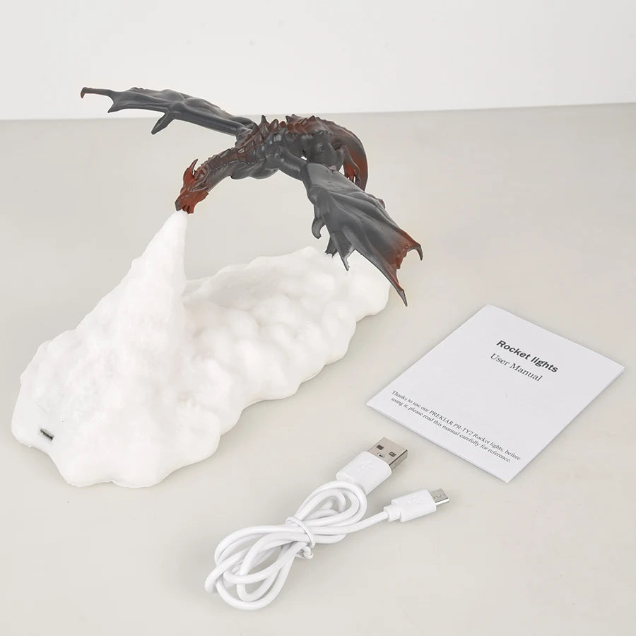 3D Room Decor Print LED Fire Dragon Ice Dragon Lamps Home Desktop Rechargeable Lamp Best Gift For Children Family Home Decor