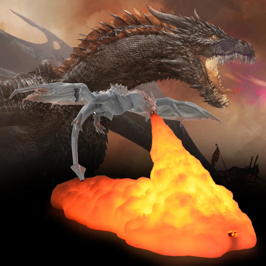 3D Room Decor Print LED Fire Dragon Ice Dragon Lamps Home Desktop Rechargeable Lamp Best Gift For Children Family Home Decor