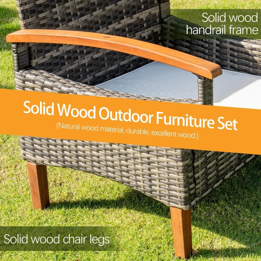 Outdoor Patio Furniture Sets, 3 Pcs with Side Coffee Table, for Yard Garden Backyard Lawn, Outdoor Patio Furniture Sets