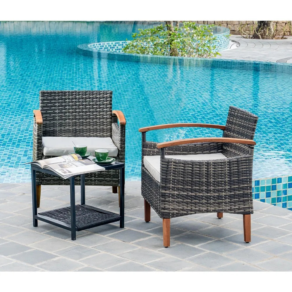 Outdoor Patio Furniture Sets, 3 Pcs with Side Coffee Table, for Yard Garden Backyard Lawn, Outdoor Patio Furniture Sets