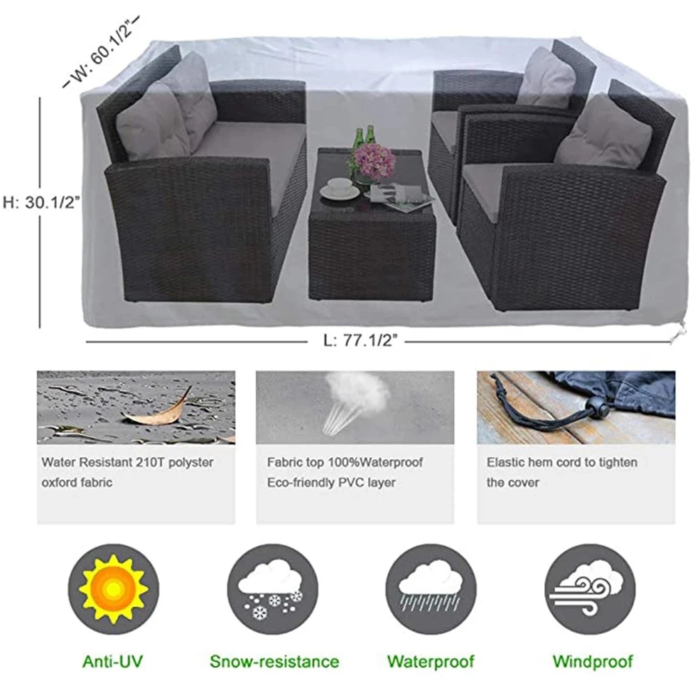 Waterproof Garden Furniture Covers, Rain and Snow Chair Covers, Outdoor, Patio, Garden, Sofa, Table, Dust Proof, Black, 72 Sizes