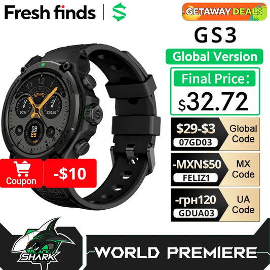 [World Premiere]Blackshark GS3 Smart Watch Global Version 1.43"AMOLED Display GPS Satellite Positioning 21 Day Battery Life 5ATM