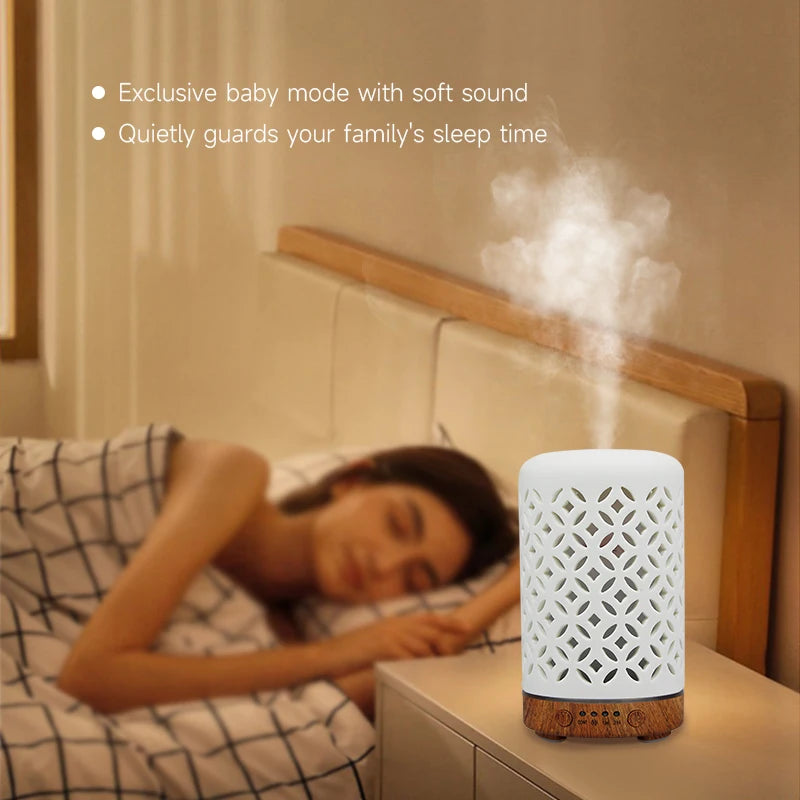 Aroma Diffuser Ceramic Copper Coin Desktop Ultrasonic Perfume Diffuser Air Humidifier Smart Home Appliances with LED Night Light