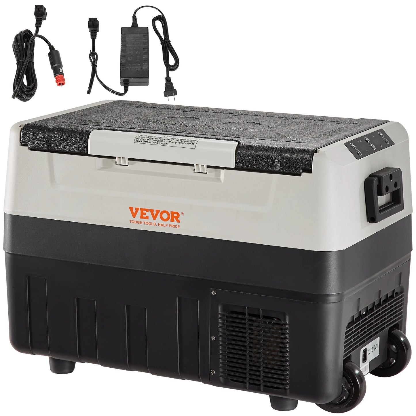 VEVOR Car Refrigerator, 55 L Dual Zone Portable Freezer, -4℉-50℉ Adjustable Range, 12/24V DC and 100-240V AC Compressor Cooler