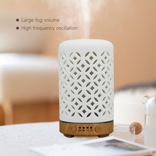 Aroma Diffuser Ceramic Copper Coin Desktop Ultrasonic Perfume Diffuser Air Humidifier Smart Home Appliances with LED Night Light