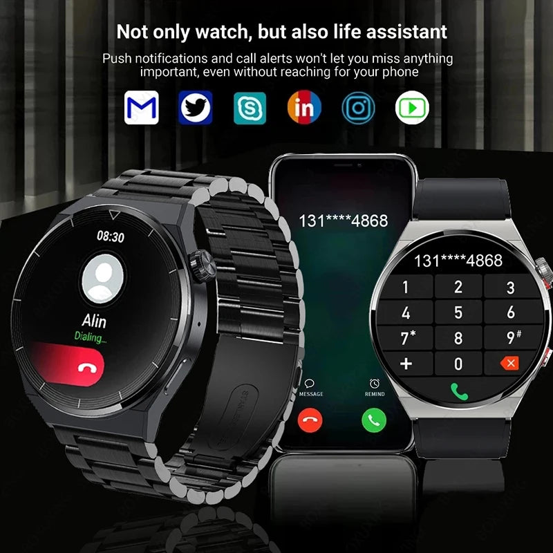 For Huawei Xiaomi GT3 Pro Smart Watch Men AMOLED 390*390 HD Screen Heart Rate Bluetooth Call IP68 Waterproof SmartWatch 2024 New