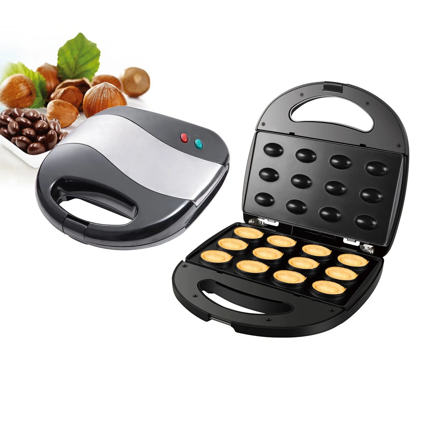 Electric Walnut Cake Waffle Maker Automatic 12 Holes Nuts Maker Cake Maker Kitchen Breakfast Non-stick Cook Plates