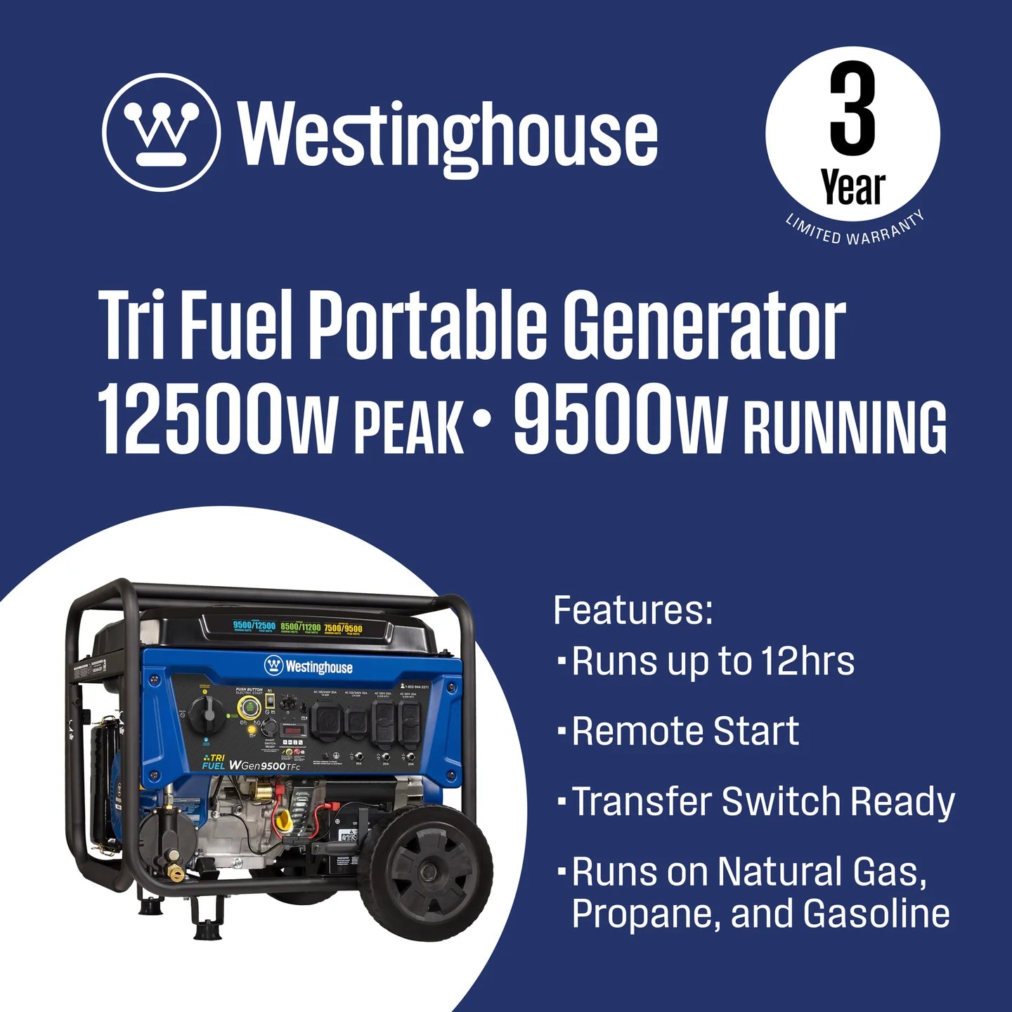 Tri-Fuel Portable Generator